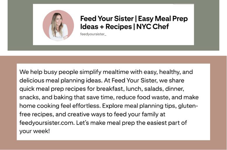 Pinterest bio and name example